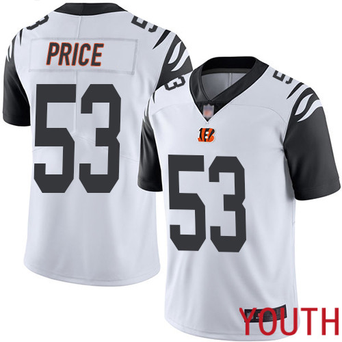 Cincinnati Bengals Limited White Youth Billy Price Jersey NFL Footballl #53 Rush Vapor Untouchable->youth nfl jersey->Youth Jersey